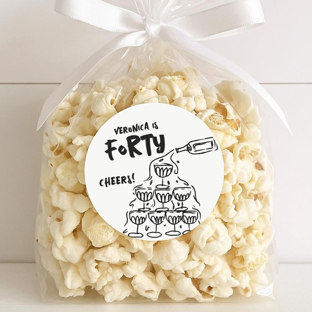 40th Birthday Hand Drawn Favor Stickers (Creator Uploaded)