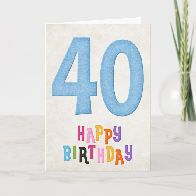 40th Birthday Happy Birthday Card Design (Front)