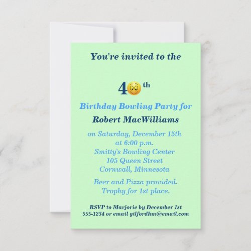 40th Birthday Happy Face Party Invitation