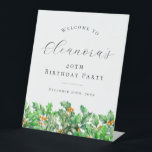 40th Birthday Holly December Birth Flower Welcome Pedestal Sign<br><div class="desc">Elegant winter watercolor holly sprigs create a beautiful border at the bottom of this birthday party welcome sign,  Holly is the December birth flower. A trendy font combination gives it a modern vibe. All of the text is editable.</div>