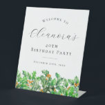 40th Birthday Holly December Birth Flower Welcome Pedestal Sign<br><div class="desc">Elegant winter watercolor holly sprigs create a beautiful border at the bottom of this birthday party welcome sign,  Holly is the December birth flower. A trendy font combination gives it a modern vibe. All of the text is editable.</div>