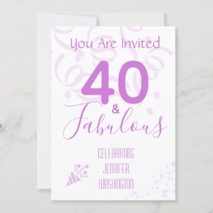 40th Birthday Hot Pink Confetti Birthday Party Invitation