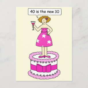 40th Birthday Humor 40 is the New 30 Postcard