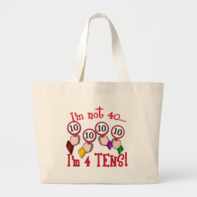 40th Birthday Humor T shirt Large Tote Bag (Front)