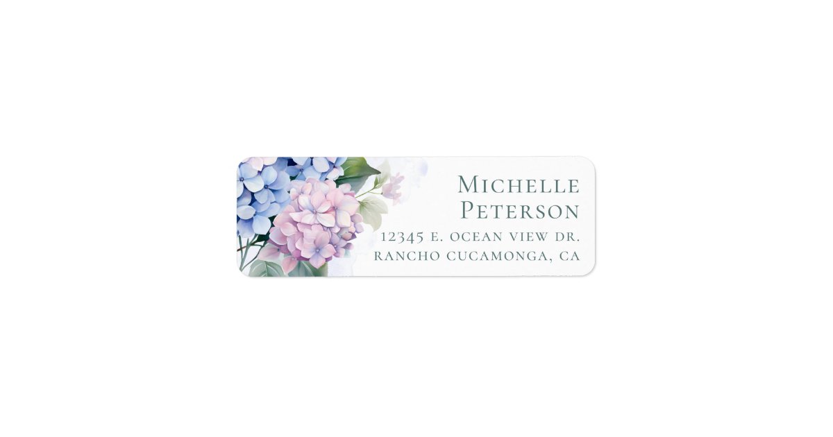 40th Birthday Hydrangeas Return Address Labels | Zazzle
