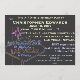 40th Birthday in Las Vegas for Male Invitation