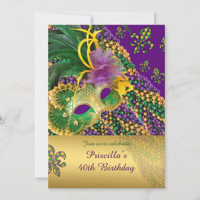 40th Birthday invitation,40th,Masquerade,Venezia Invitation (Front)