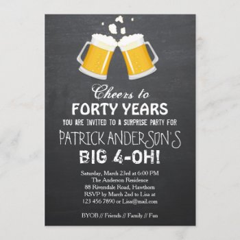 40th Birthday Invitation / Beer 40th Birthday by ApplePaperie at Zazzle
