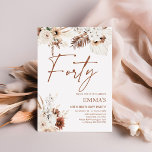 40th Birthday Invitation Boho Pampas<br><div class="desc">Birthday invitations are the perfect way to announce your birthday to your guests. Each birthday invitation features intricate floral designs and beautiful typography in neutral colors, including terracotta, beige, and earthy tones. Printed on high-quality cardstock, they will surely impress your guests and set the tone for your special day. Terracotta...</div>