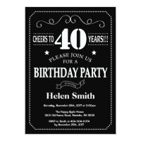 40th Birthday Invitation Chalkboard