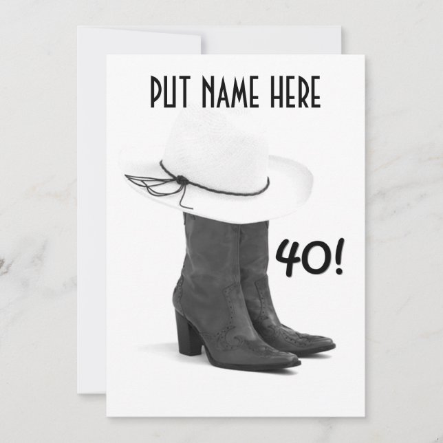 '40th BIRTHDAY INVITATION" COUNTRY STYLE Invitation (Front)