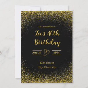 40th Birthday Invitation – Forty in Gold Modern
