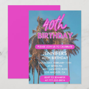 40th birthday invitation Summer Tropical Palm tree