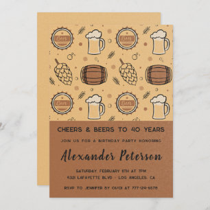 40th birthday invitations Beer Rustic Men