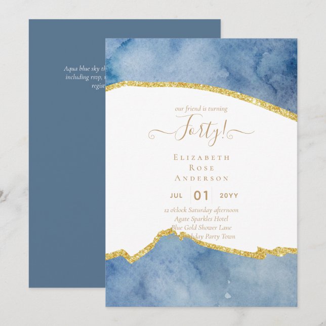 40th Birthday Invitations Glamor Girly Modern FUN (Front/Back)