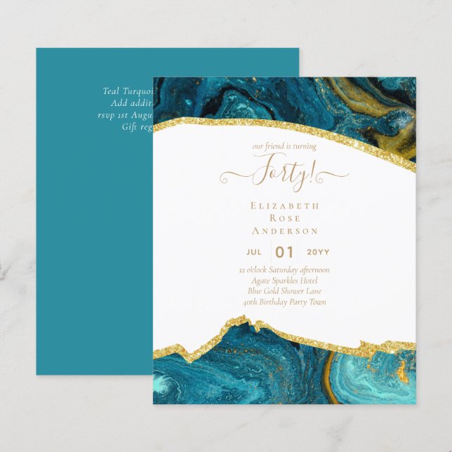 40th Birthday Invitations Glamor Girly Modern FUN (Front/Back)