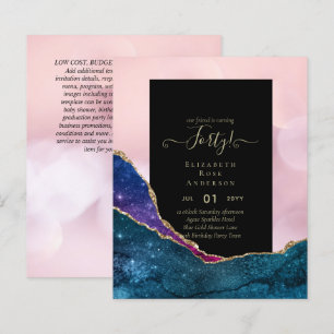 40th Birthday Invitations Glamor Girly Modern FUN