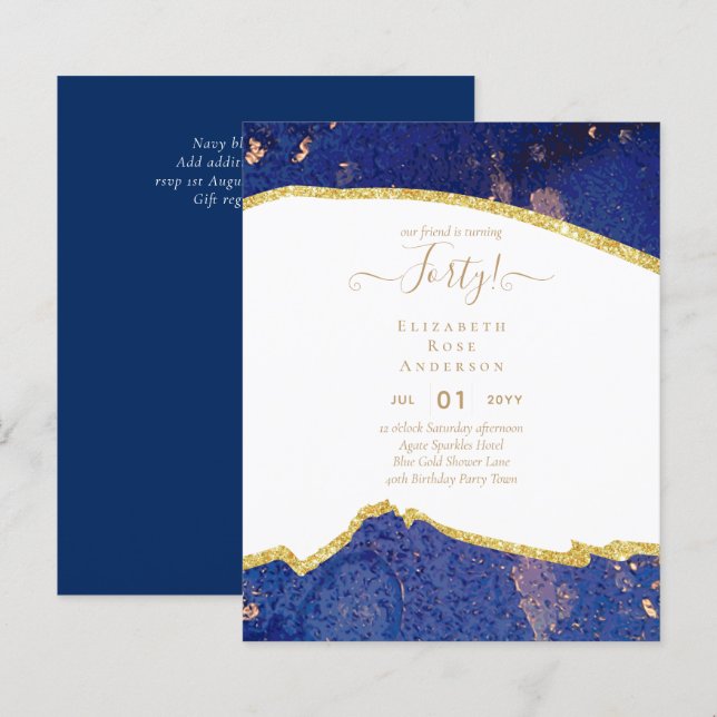40th Birthday Invitations Glamor Girly Modern FUN (Front/Back)
