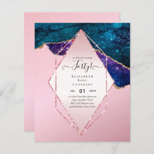 40th Birthday Invitations Glamor Girly Modern FUN