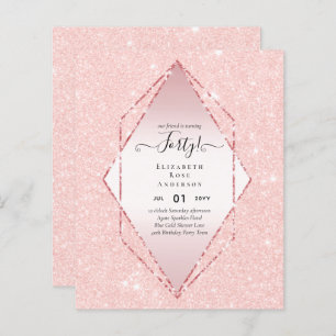 40th Birthday Invitations Glamor Girly Modern FUN