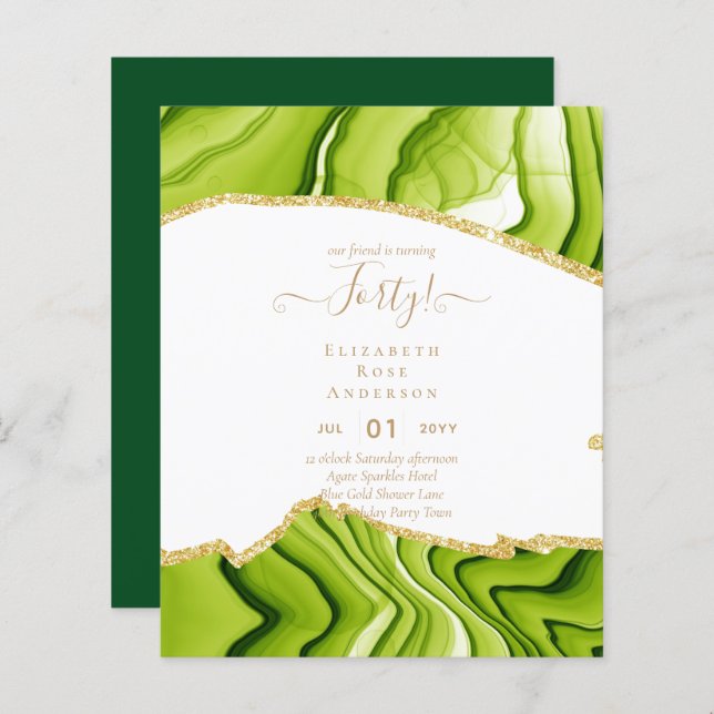 40th Birthday Invitations Glamor Girly Modern FUN (Front/Back)