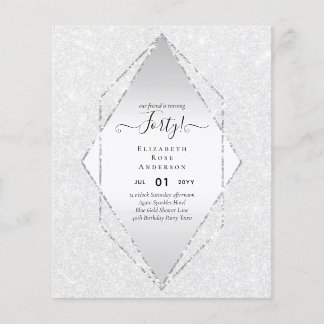 40th Birthday Invitations Glamor Girly Modern FUN Flyer (Front)