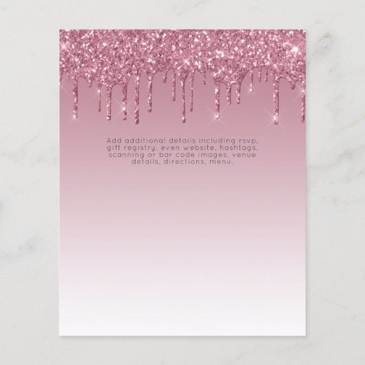 40th Birthday Invitations HER Girly Glamor Glitter (Back)