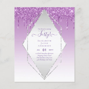 40th Birthday Invitations HER Girly Glamor Glitter Flyer