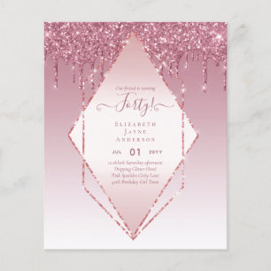 40th Birthday Invitations HER Girly Glamor Glitter Flyer