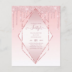 40th Birthday Invitations HER Girly Glamor Glitter Flyer