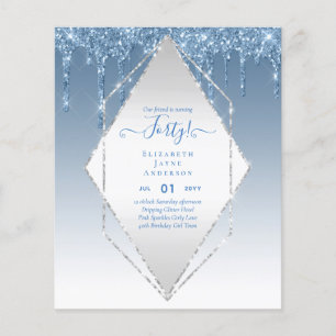 40th Birthday Invitations HER Girly Glamor Glitter Flyer