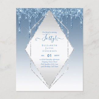 40th Birthday Invitations HER Girly Glamor Glitter Flyer