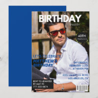40th birthday invitations Men Him Magazine Cover