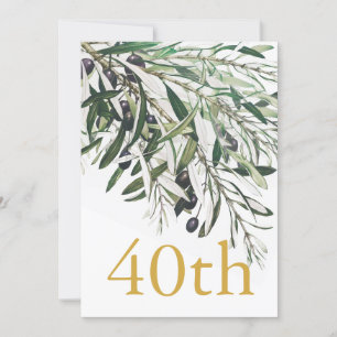 40th Birthday Italian Gold Olive Branch Elegant Invitation