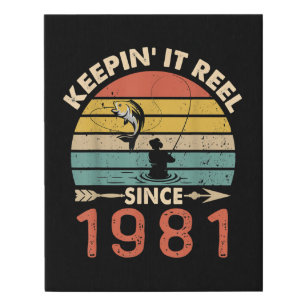 40th Birthday - Keepin It Reel Since 1981 Fishing Faux Canvas Print