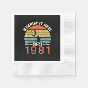 40th Birthday - Keepin It Reel Since 1981 Fishing Napkins