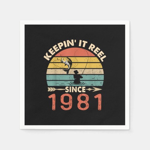 40th Birthday _ Keepin It Reel Since 1981 Fishing Napkins