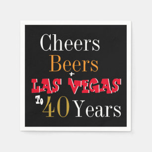 40th Birthday Las Vegas Cheers and Beers Party Napkins