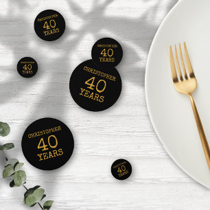 40th Birthday Legendary Black Gold Retro Confetti