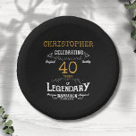 40th Birthday Legendary Black Gold Retro Paper Bowls<br><div class="desc">For those celebrating their 40th birthday we have the ideal birthday party bowls with a vintage feel. The black background with a white and gold vintage typography design design is simple and yet elegant with a retro feel. Easily customize the text of this birthday plate using the template provided. Part...</div>