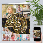 40th Birthday Leopard Print Gold Balloons Photo Card<br><div class="desc">Personalized 40th birthday card with 9 custom photos and trendy leopard print foil balloons in black and gold. The template is ready for you to upload 9 of your favorite photos which are displayed in a photo collage in square and portrait formats. Your pictures surround the animal print balloons, which...</div>