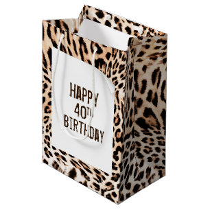 40th Birthday Leopard Print Medium Gift Bag