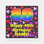 [ Thumbnail: 40th Birthday: Loving Hearts Pattern, Rainbow # 40 Napkins ]