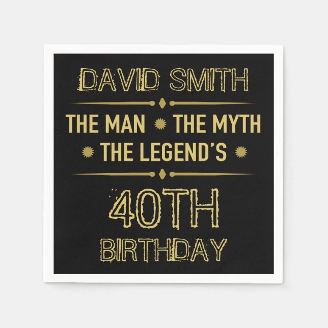 40th Birthday Man Myth Legend Napkins (Front)