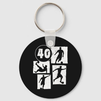 40th Birthday Man Woman Soccer Player Football 40  Keychain