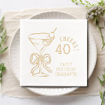 40th Birthday Martini Cheers Forty Personalized Foil Napkins<br><div class="desc">40th Birthday Martini Cheers Forty Fortieth Birthday Personalized Name Real Foil Stamped Paper Napkins features the text "Cheers 40" with your personalized name and custom text such as "Happy Birthday" in modern calligraphy script typography and accented with a martini glass accented with a bow and olives. Perfect for fortieth birthday...</div>
