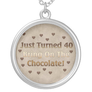 40th Birthday Means Chocolate Silver Plated Necklace