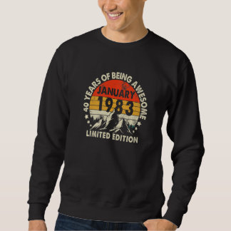 40th Birthday Men Women Vintage January 1983 Sweatshirt