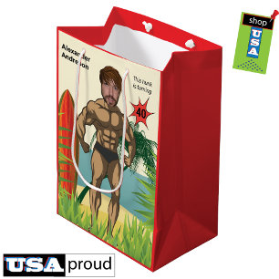 40th Birthday 💪🤣 Mens Funny Bodybuilder Muscle Medium Gift Bag