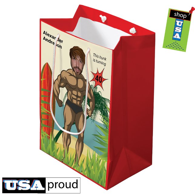 40th Birthday 💪🤣 Mens Funny Bodybuilder Muscle Medium Gift Bag (Creator Uploaded)